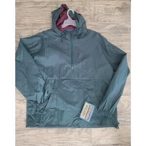Harvard Square Pullover Windbreaker Jacket – Green & Burgundy – Size L – New...